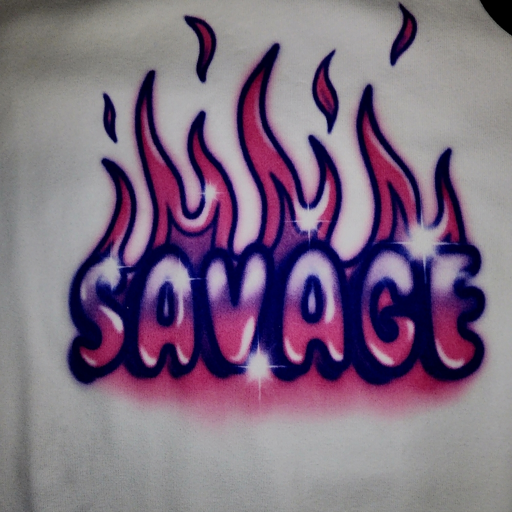 NWT Dolls Kill Hot Pink And Purple Airbrush Savage Crop Top - Picture 7 of 9